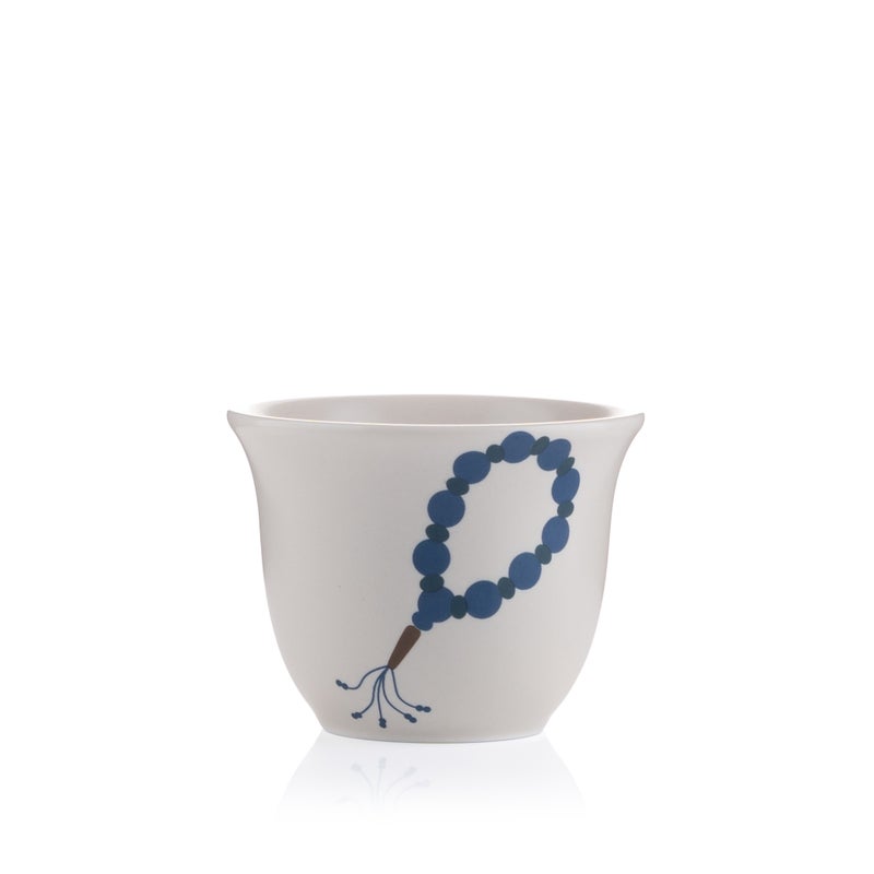 Blends Beige Coffee Cups Set with Blue Beads Pattern - Image 4